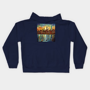 Iconic Manhattan Skyline in Art Brut Style Kids Hoodie